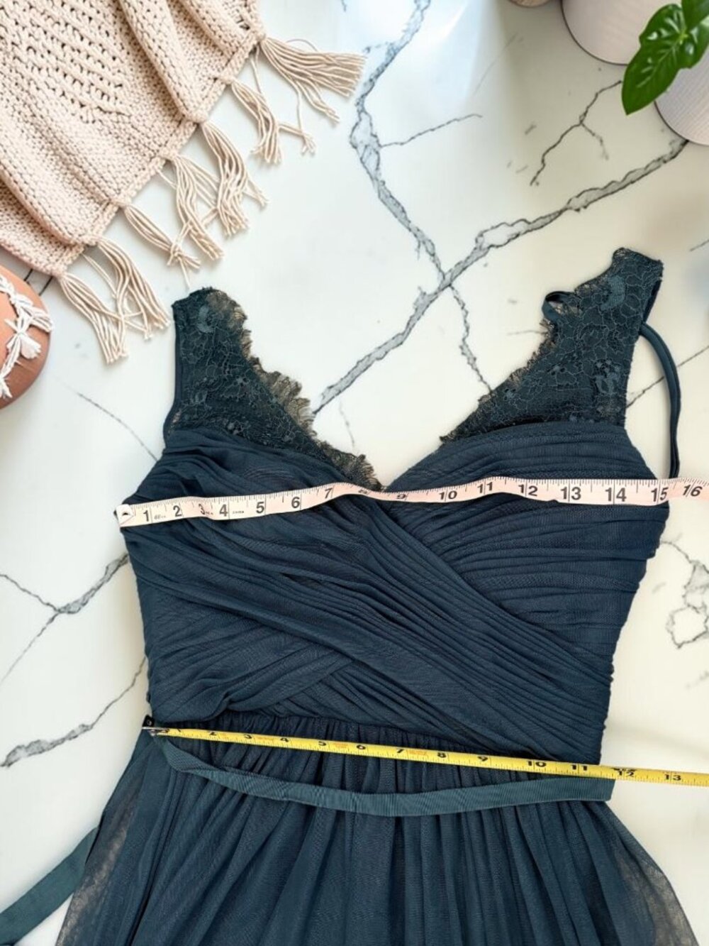 Anthropologie BHLDN Fleur Hitherto Fleur Blue Opal Dress Size 2 Lace Tulle - Picture 6 of 9